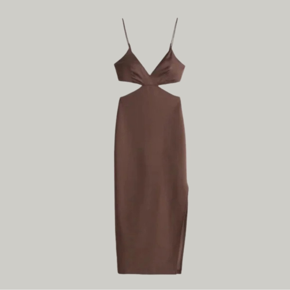 NWT Abercrombie & Fitch Chocolate Brown Satin Maxi